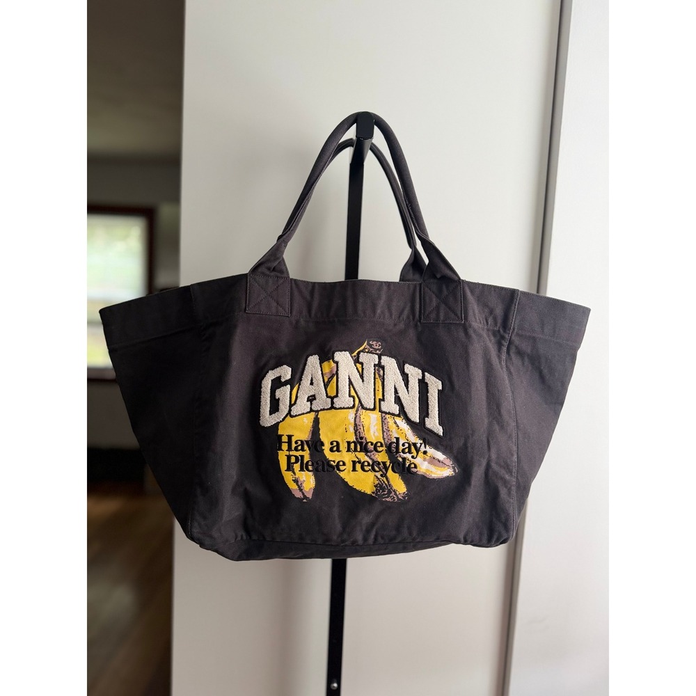 GANNI Black XXL Banana Print Tote